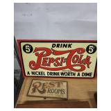 Pepsi-Cola 5¢ Sign, Old Abe Cigars Green Sign & CruzReal Humidor Collection