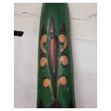 Carved Green Wooden Tiki Mask - Hand-Carved Tribal Sculpture, 34in Tall