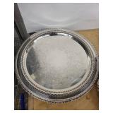 Silver Plate Tray Set - 3-Piece Vintage - Two Round Trays & Grapevine Edge Compote
