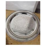 Silver Plate Tray Set - 3-Piece Vintage - Two Round Trays & Grapevine Edge Compote