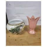 D&C Hand-Painted Floral Ceramic Vase With Gold Trim & Pink Tulip Vase - 2-Piece Set