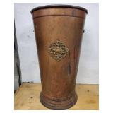 Antique Copper Planter with Brass Openwork Emblem