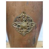 Antique Copper Planter with Brass Openwork Emblem