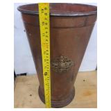 Antique Copper Planter with Brass Openwork Emblem