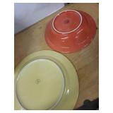 Homer Laughlin China Floral Pedestal Bowl & 2 Plates - 11-12 in Dia