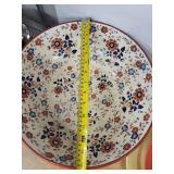 Homer Laughlin China Floral Pedestal Bowl & 2 Plates - 11-12 in Dia