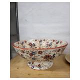 Homer Laughlin China Floral Pedestal Bowl & 2 Plates - 11-12 in Dia