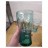 Coca-Cola Embossed Glass Tumblers - 4-Color Set & Pepsi-Cola Tray Vintage Soda Decor