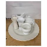 Rosenthal Classic Germany & Belleek Ireland White Porcelain Centerpiece on Charger Plate