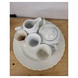 Rosenthal Classic Germany & Belleek Ireland White Porcelain Centerpiece on Charger Plate
