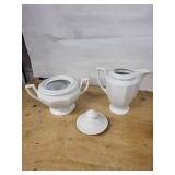 Rosenthal Classic Germany & Belleek Ireland White Porcelain Centerpiece on Charger Plate