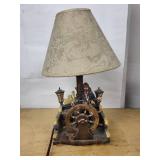 Hampton Bay Pirate Ship Wheel Table Lamp with Beige Shade - 120V