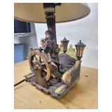 Hampton Bay Pirate Ship Wheel Table Lamp with Beige Shade - 120V