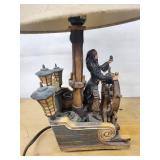 Hampton Bay Pirate Ship Wheel Table Lamp with Beige Shade - 120V