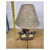 Hampton Bay Pirate Ship Wheel Table Lamp with Beige Shade - 120V