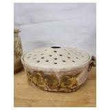 D&C France Porcelain Lidded Canister & Floral Perforated Serving Dish - 2-Piece Set