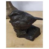Brass Duck Bookends (Pair) - Moose Sculpture on Wood Base - Bronze Wildlife Figurine
