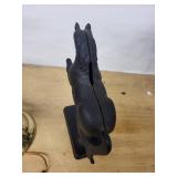 Horse Figurine on Base & Brass Desk Bell with Wall Bracket - Vintage Metal Decor