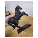 Horse Figurine on Base & Brass Desk Bell with Wall Bracket - Vintage Metal Decor