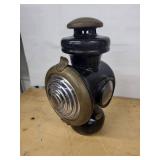Antique Kerosene Lantern - Black Enamel with Brass Reflector & Bakelite Top