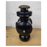 Antique Kerosene Lantern - Black Enamel with Brass Reflector & Bakelite Top