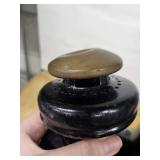 Antique Kerosene Lantern - Black Enamel with Brass Reflector & Bakelite Top