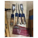 Stanley Hand Tools Lot - Hammer, Chisels, Saws, Clamp, & Accessories