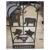 Pair of Iron Garden Chairs with Animal Silhouette Panels & Lattice Seats