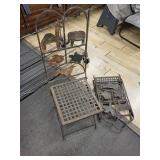 Pair of Iron Garden Chairs with Animal Silhouette Panels & Lattice Seats