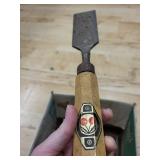 Vintage Wood-Handled Chisel Set in Green Box - Assorted Sizes