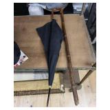 Crook-Handled Bamboo Walking Cane - Vintage