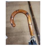 Crook-Handled Bamboo Walking Cane - Vintage