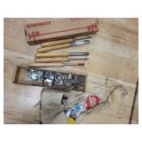 ShopSmith 4-Pc Wood-Handle Chisel Set & ShopMate Maxi-Clamp Kit in Plastic Bin
