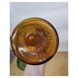 Green Round Glass Bottle with Andrew Jackson Seventh President Embossed Bottle & Amber Milk Bottle (Lot of 2)