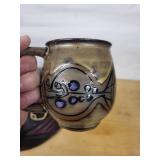 Decorative wood Disc Mask & Handmade Mug (Lot of 2)