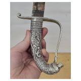Antique Ornate Curved Dagger with Filigree Silver Grip & Openwork Scabbard