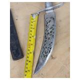 Antique Ornate Curved Dagger with Filigree Silver Grip & Openwork Scabbard
