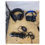 Sony PlayStation Headset Pair & Rock Band Microphone (Lot of 3)