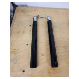Nunchaku - Black Hexagonal Handles with Chrome Caps & Short Chain