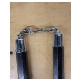 Nunchaku - Black Hexagonal Handles with Chrome Caps & Short Chain