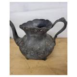 Antique Pewter 3-Piece Ewer Set with Grapevine Floral Embossing