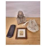Ben Franklin Bust - Federal Savings Plaque, London Print Framed, Genuine Leather Accessories