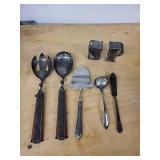 WM Rogers Mfg Co Vintage Silverplate Flatware Set with Wood Handles - 7-Piece