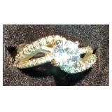 925 Sterling Silver CZ Bypass Engagement Style Ring Size 10 Fair