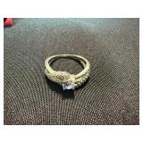 925 Sterling Silver CZ Bypass Engagement Style Ring Size 10 Fair