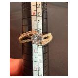 925 Sterling Silver CZ Bypass Engagement Style Ring Size 10 Fair