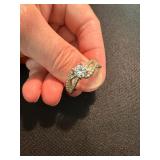 925 Sterling Silver CZ Bypass Engagement Style Ring Size 10 Fair