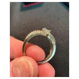 925 Sterling Silver CZ Bypass Engagement Style Ring Size 10 Fair