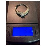 925 Sterling Silver CZ Bypass Engagement Style Ring Size 10 Fair