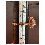 Cluster Halo Flower Ring White Metal Clear Stones Size 9 4.8g